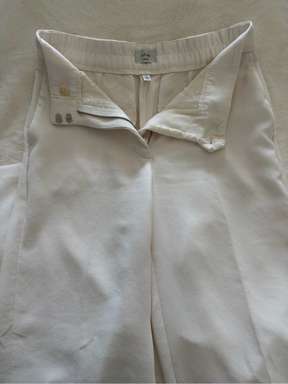 Aritzia Wide-Leg Cream Trousers